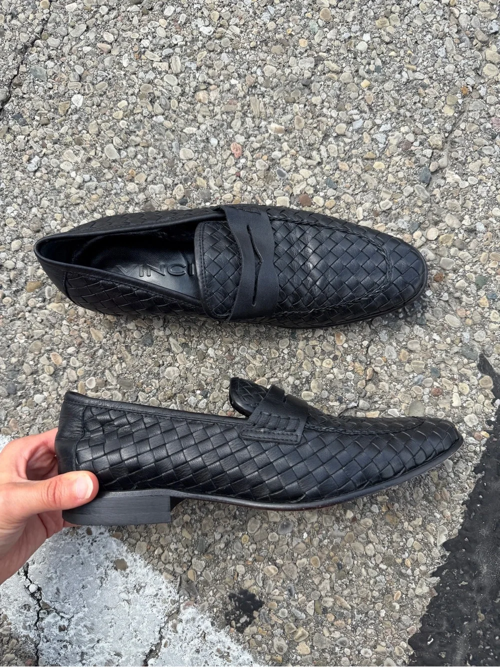 Vinci Men's Black Woven Leather Loafers EU 40 Turkey